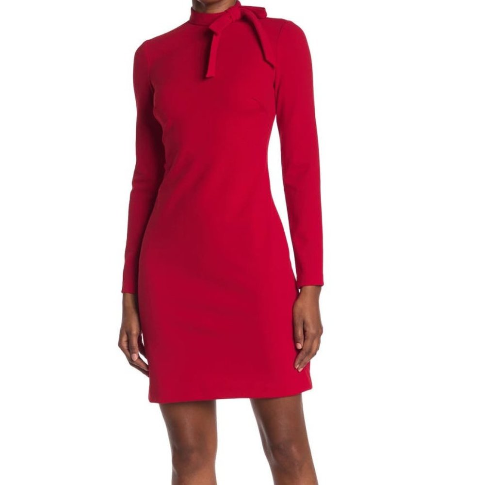 Calvin Klein Tie Neck Long Sleeve Dress